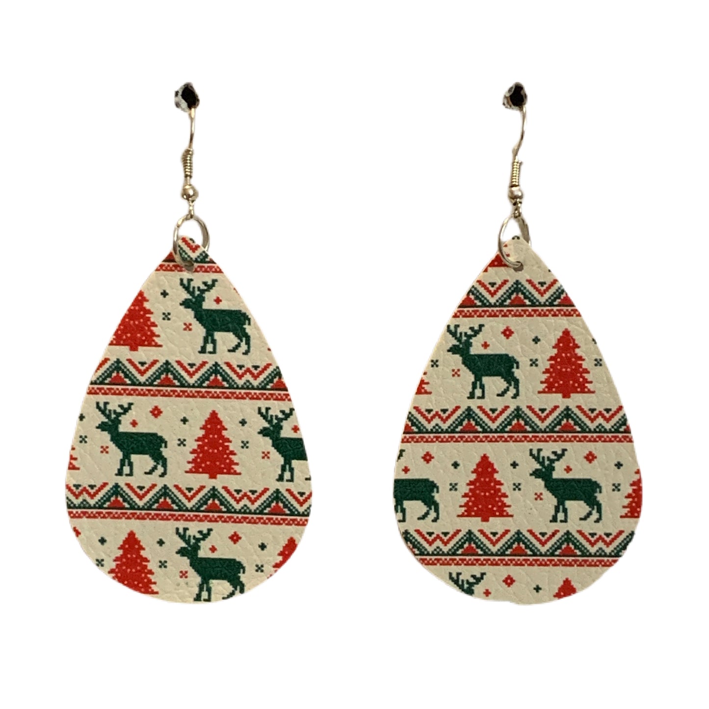 Faux Leather Teardrop Earring Christmas #10 MNC