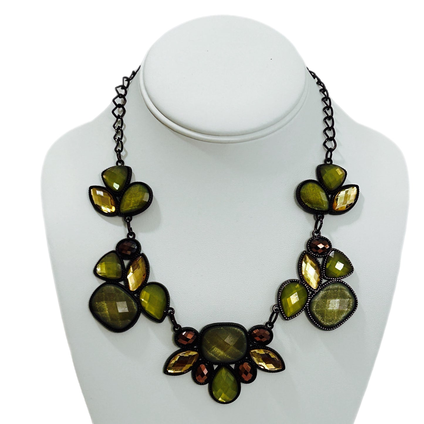 Copper-tone Green Acrylic Necklace MN