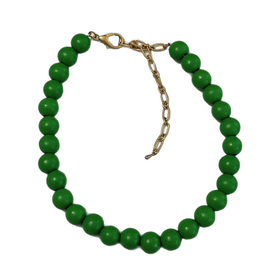 Green Wooden Bead Necklace MN