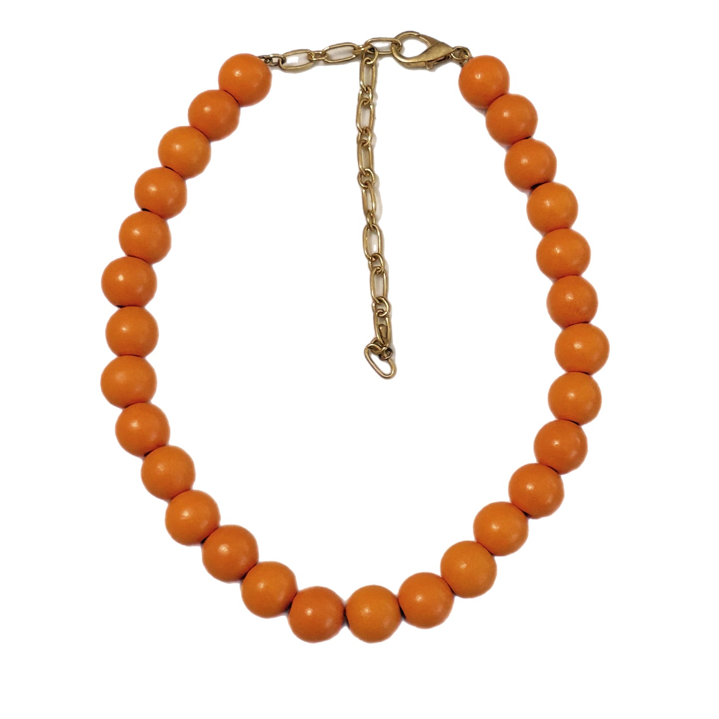 Orange Wooden Bead Necklace MN