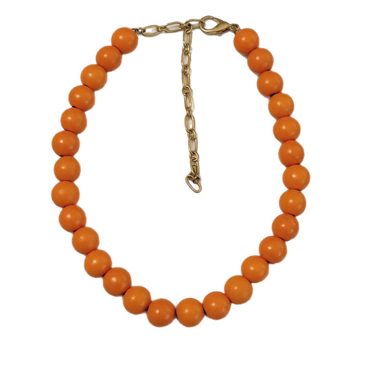 Orange Wooden Bead Necklace MN