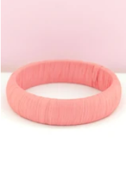 Pink Raffia Wrapped Earrings & Bracelet Set MN