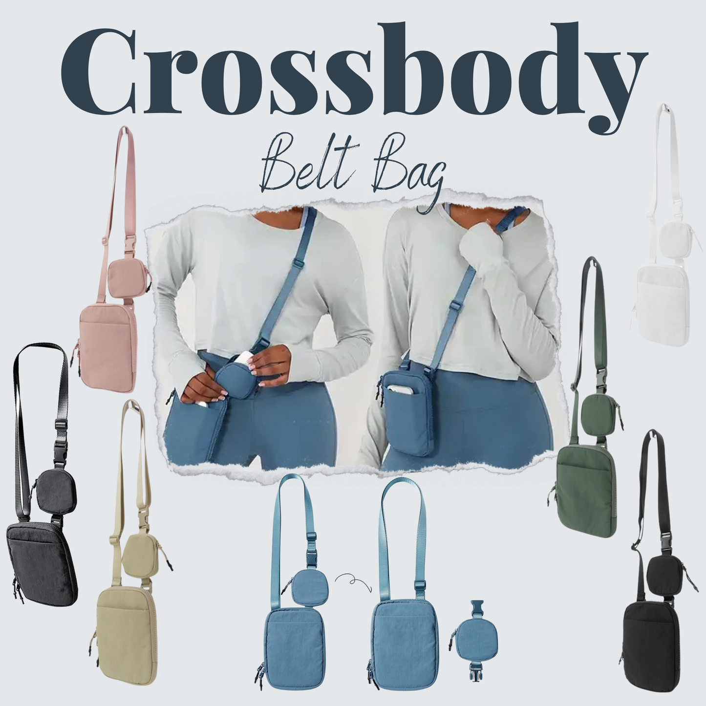 Nylon Crossbody & Belt Bag Blue MNC