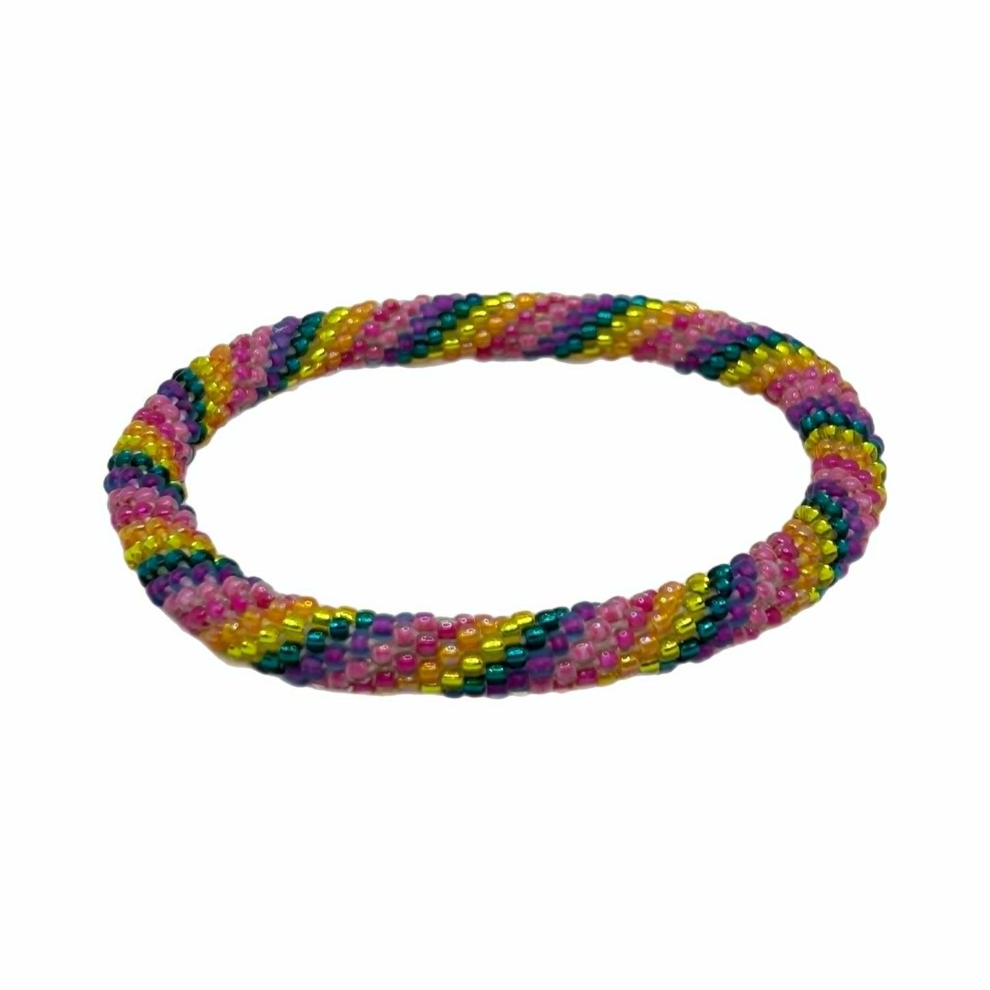 Glass Beads Pastel Twist Bracelet 8" #15 MNC
