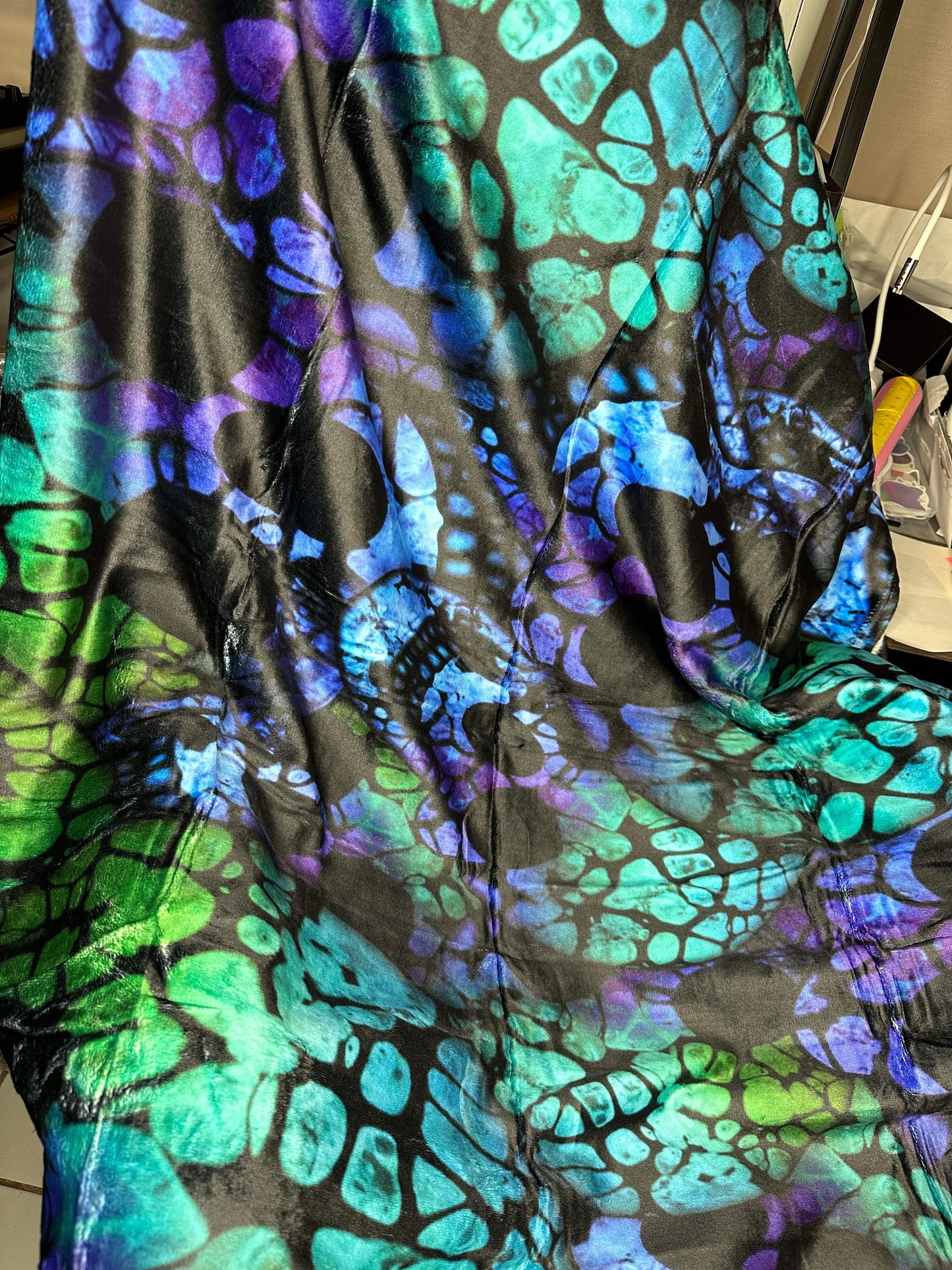 Blanket - Halloween - Blue Green Skulls - PREORDER 7/29-8/1