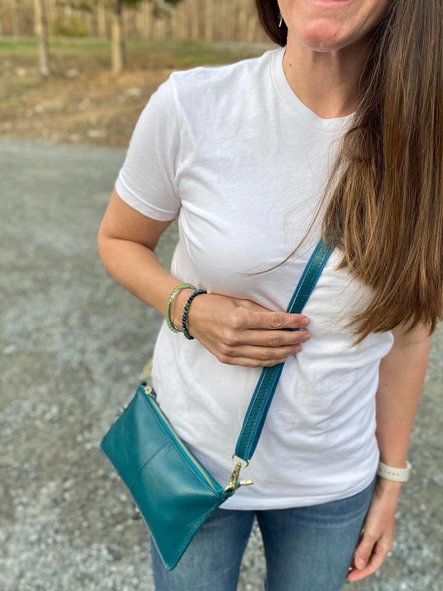 Megan Clutch Crossbody-Genuine Leather Teal MNC