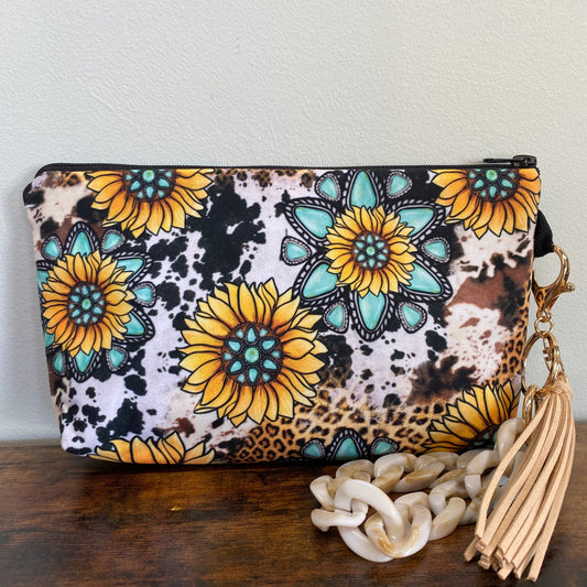 Pouch - Sunflower, Turquoise Sunflower MN