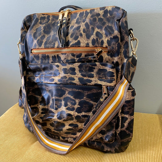 Brooke Backpack - Brown Animal Print