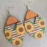 Wooden Triangle Cutout - Floral Earrings MNC