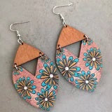 Wooden Triangle Cutout - Floral Earrings MNC