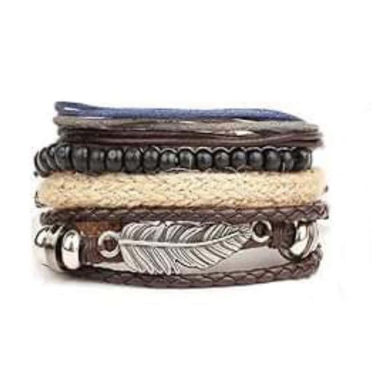 Multi-Layer Leather & Bead Bracelet - Adjustable Vintage Boho Cuff For Men & Women