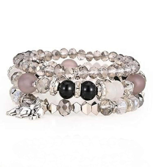 Boho 124 Silver Elephant Multi-layer Beaded Bracelet MN