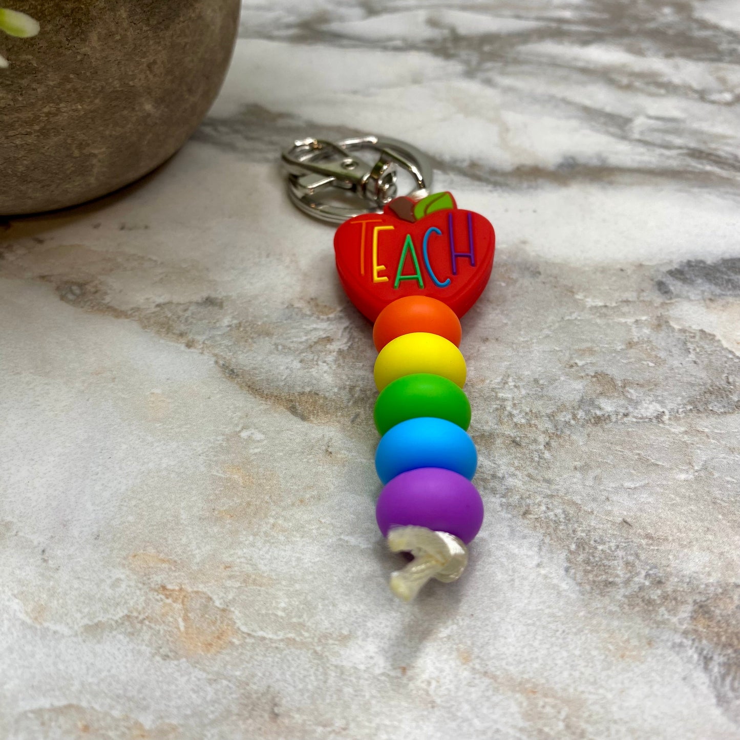 Keychain - Silicone Bead - Teach, Red