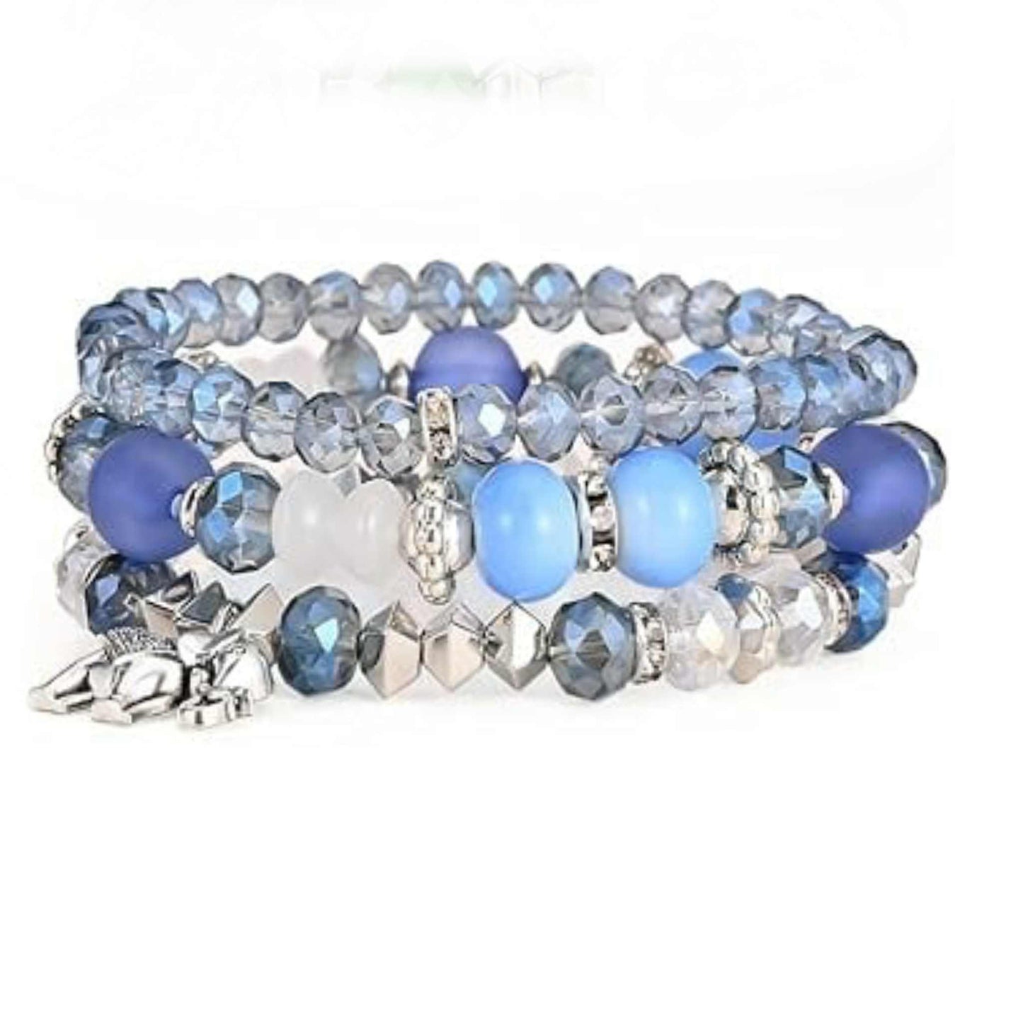 Boho 128 Silver Elephant Multi-layer Beaded Bracelet MN
