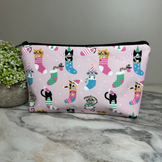 Pouch - Cats in Stockings Pink MN