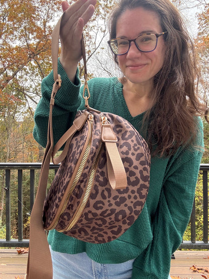 The Roni Nylon Crossbody - Animal Print Chocolate