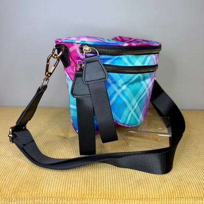 The Roni Nylon Crossbody - Plaid Criss Cross