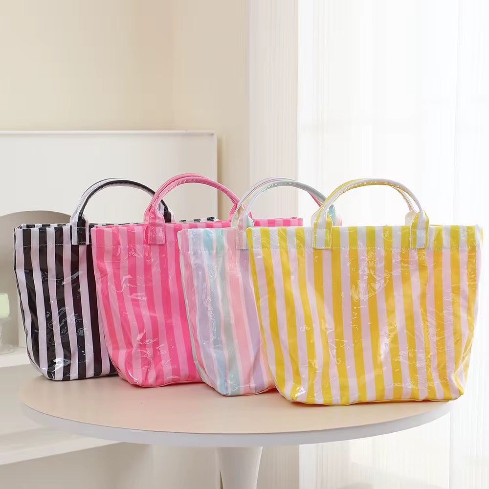 The April Vinyl Tote Bag - Stripes