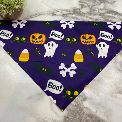 Dog Bandana - Halloween - Boo Ghost Crossbones MNC