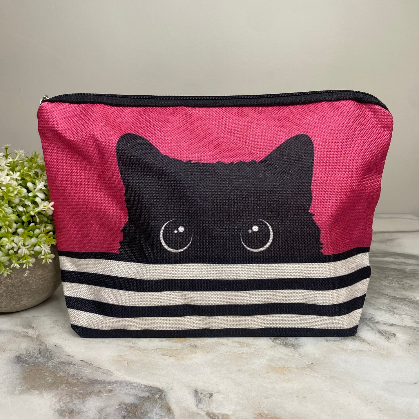 Canvas Pouch XL - Black Cat Peekaboo
