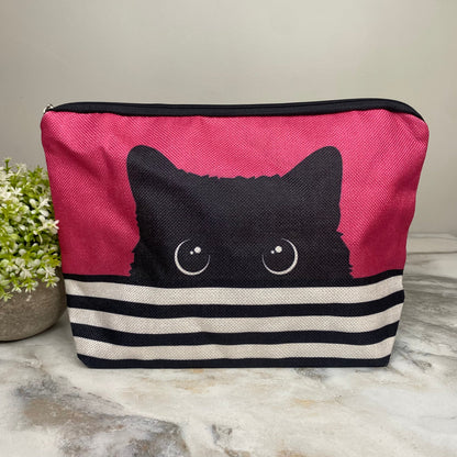Canvas Pouch XL - Black Cat Peekaboo