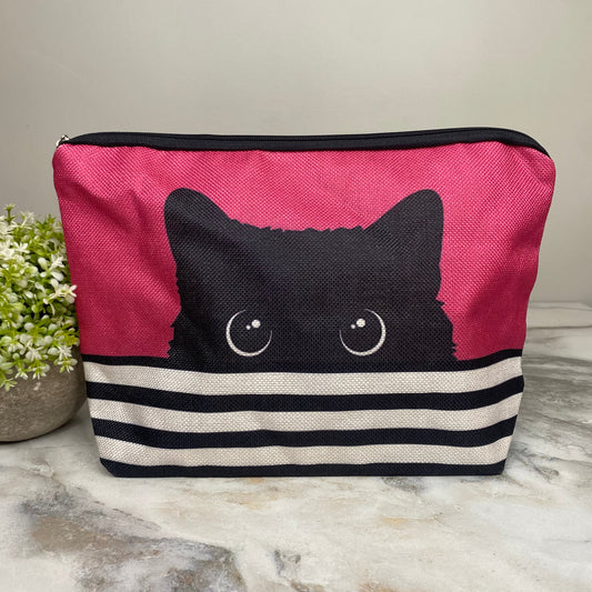 Canvas Pouch XL - Black Cat Peekaboo