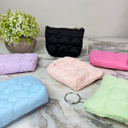 Mini Pouch - Stitched Hearts, Purple