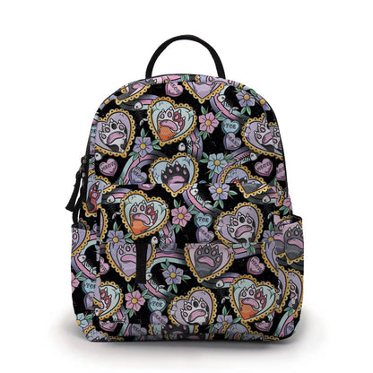 Mini Backpack - Cat Paw Meow on Black MN