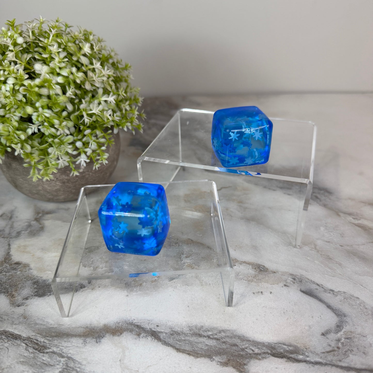 Ice Cube Squishy Toy - Blue Snowflake