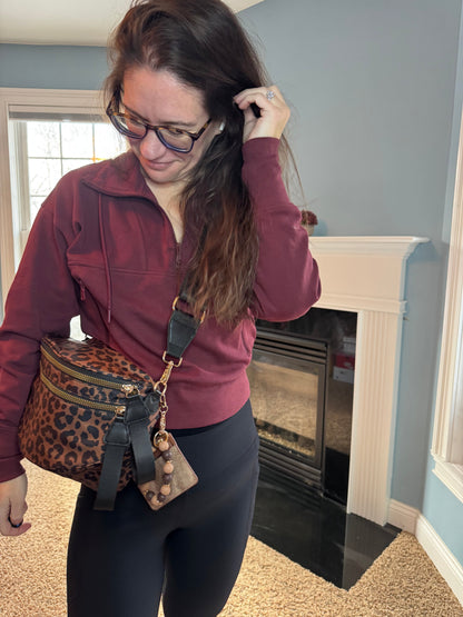The Roni Nylon Crossbody - Animal Print Black & Caramel