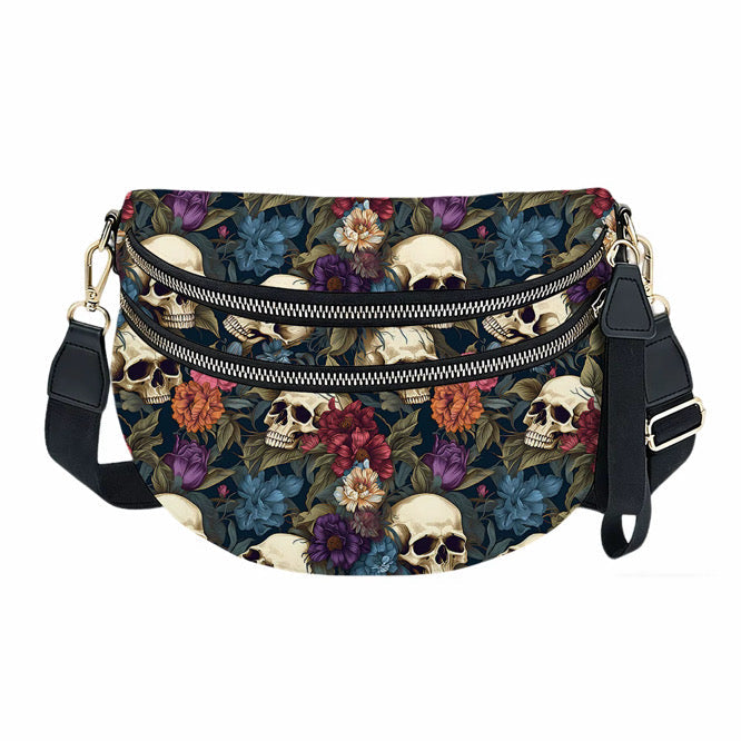 The Roni Nylon Crossbody - Halloween Fall Skull Floral