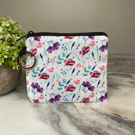 Mini Pouch - Floral Pink Purple Green