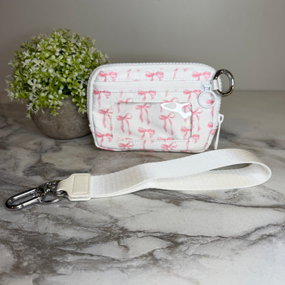 Rue - Nylon Wristlet Wallet - White Pink Bow