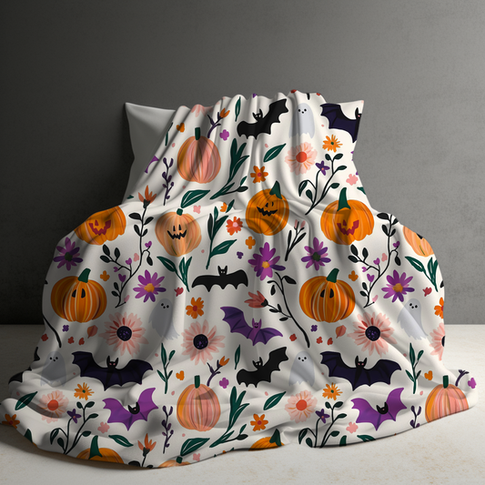 Blanket - Halloween - White Pumpkin Bat - PREORDER 7/29-8/1