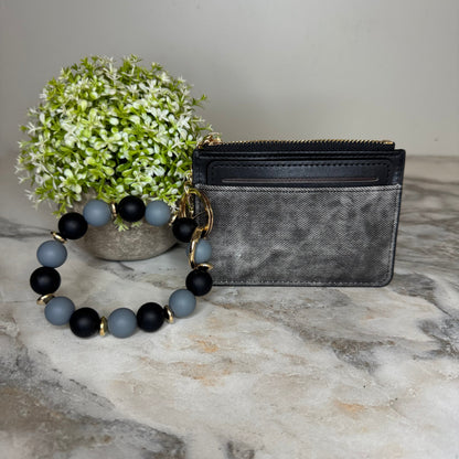 Denim Suede Bracelet Keychain & Card Holder - PREORDER 7/19-7/22