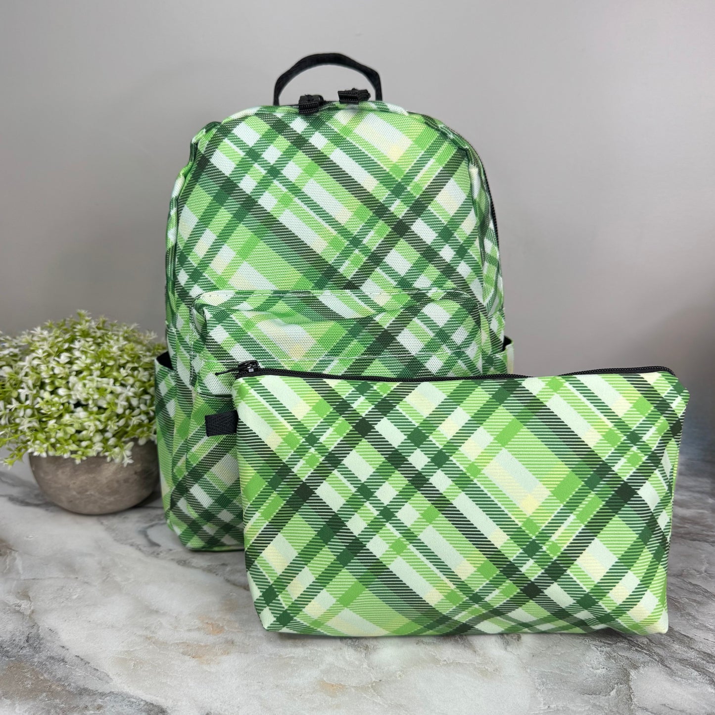 Pouch & Mini Backpack Set - St. Patrick’s Day - Plaid