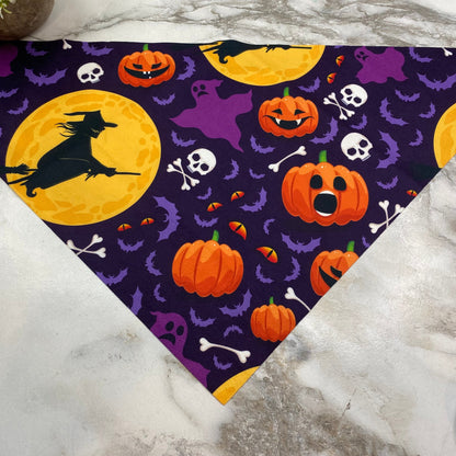 Dog Bandana - Halloween - Purple Bat Cat Eyes MNC