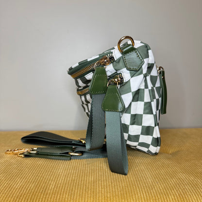 Roni - Checkered - Nylon Crossbody - Dark Green