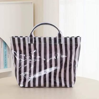 The April Vinyl Tote Bag - Stripes