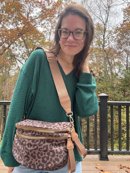The Roni Nylon Crossbody - Animal Print Chocolate