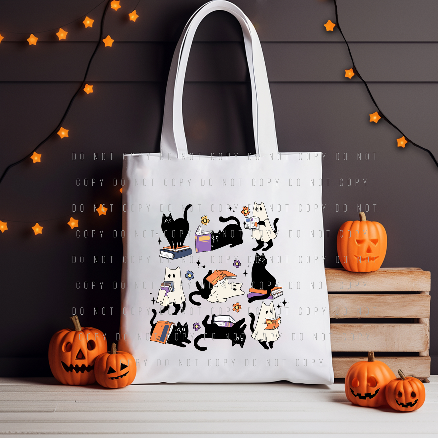 Tote Bag - Halloween - Cat Books