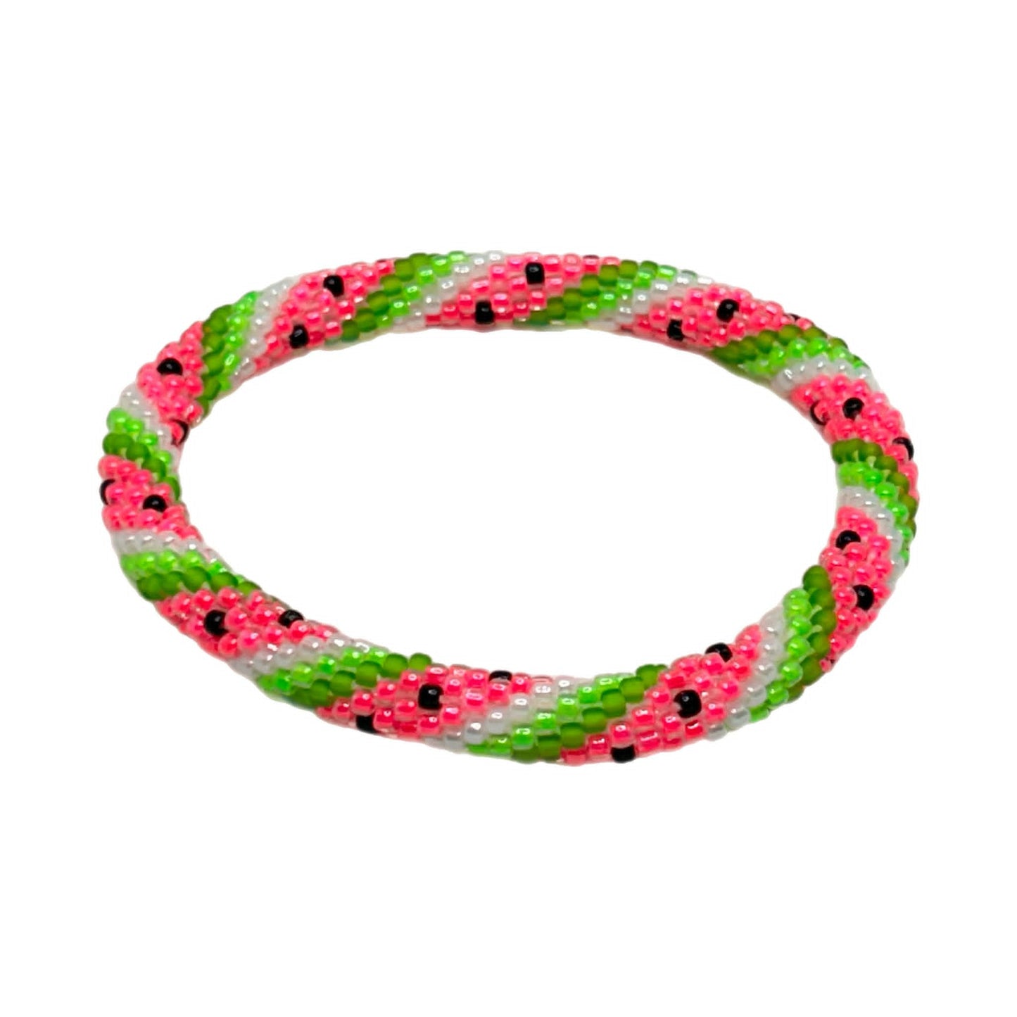Glass Beads 25 Pink Watermelon Bracelet MN