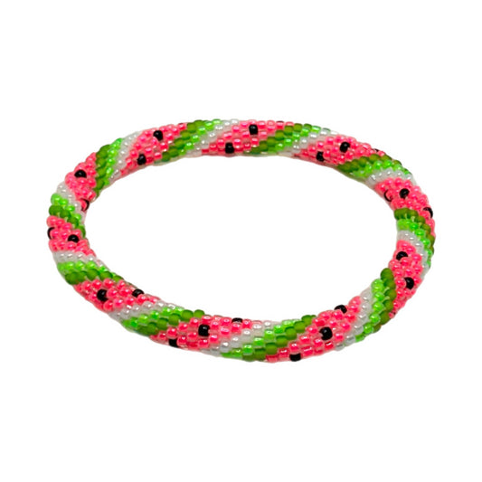 Glass Beads 25 Pink Watermelon Bracelet MN
