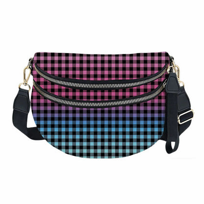 The Roni Nylon Crossbody - Plaid Ombre Black