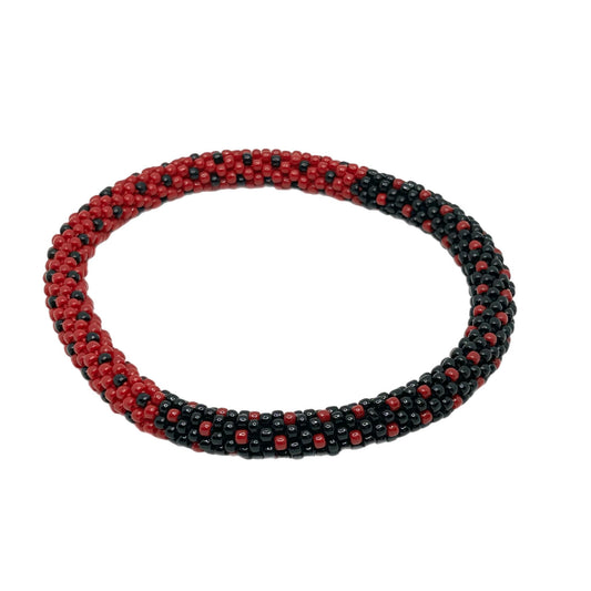 Glass Beads 29 LadyBug Bracelet - Extended 8" MN