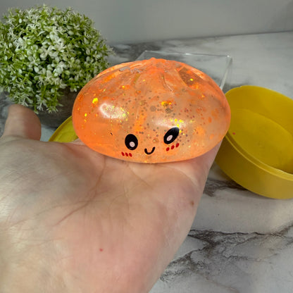Squishy Toy - Viral Dumpling, Slow Rise Glitter - Orange