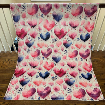 Blanket - Valentine’s Day - Watercolor Hearts