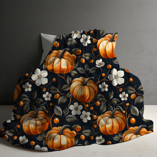 Blanket - Halloween - Pumpkin Floral Vines - PREORDER 7/29-8/1
