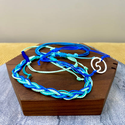 Bracelet Pack - Adjustable String Blue Aqua Wave - Pack 2