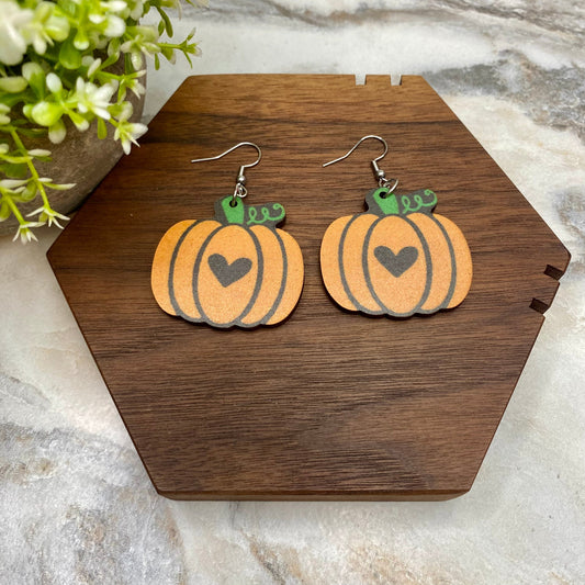 Wooden Dangle Earrings - Fall - #6